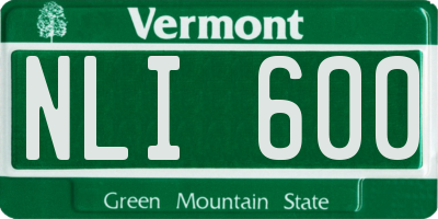 VT license plate NLI600