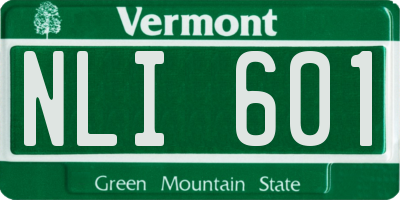 VT license plate NLI601