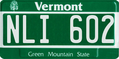 VT license plate NLI602