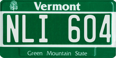 VT license plate NLI604