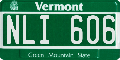 VT license plate NLI606