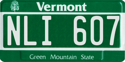 VT license plate NLI607