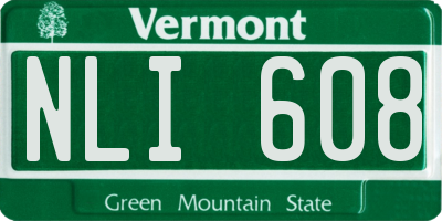 VT license plate NLI608