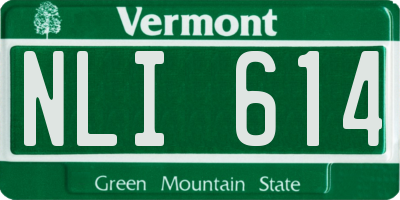 VT license plate NLI614