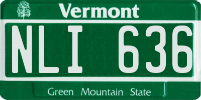 VT license plate NLI636
