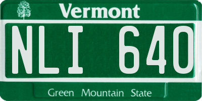 VT license plate NLI640