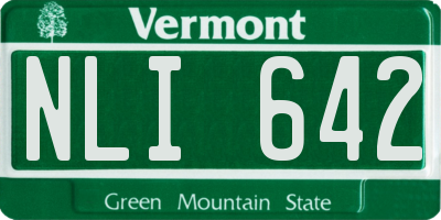 VT license plate NLI642