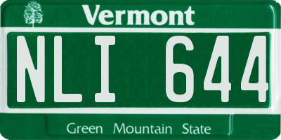 VT license plate NLI644