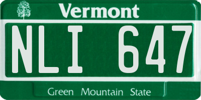 VT license plate NLI647
