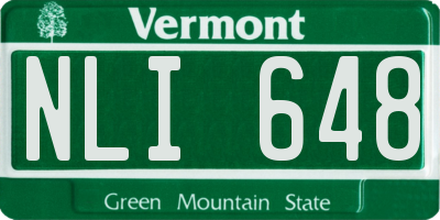 VT license plate NLI648