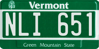 VT license plate NLI651