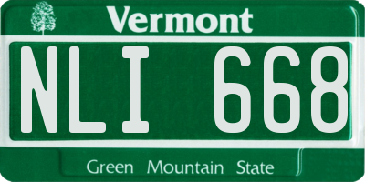 VT license plate NLI668