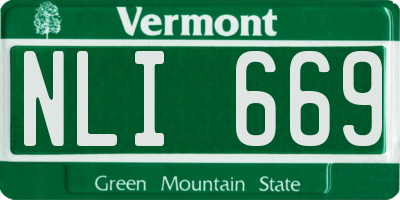 VT license plate NLI669