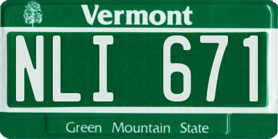 VT license plate NLI671