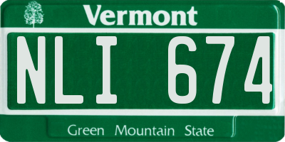 VT license plate NLI674