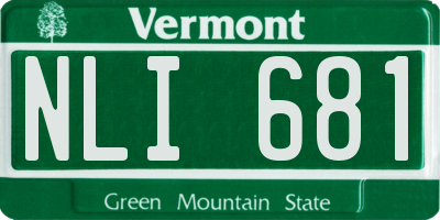VT license plate NLI681