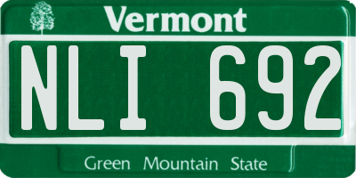 VT license plate NLI692