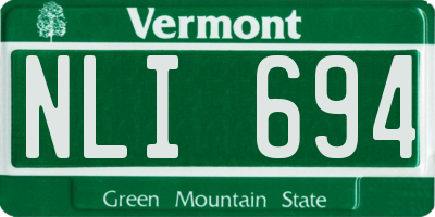 VT license plate NLI694