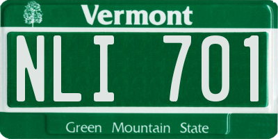 VT license plate NLI701