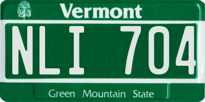 VT license plate NLI704