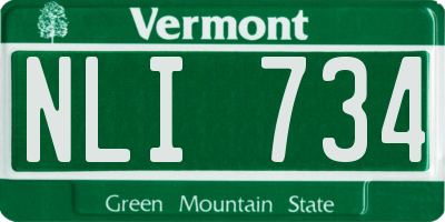 VT license plate NLI734