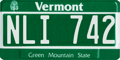 VT license plate NLI742
