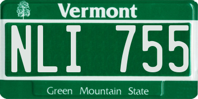 VT license plate NLI755
