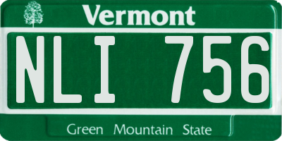 VT license plate NLI756