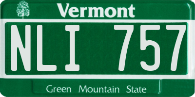VT license plate NLI757