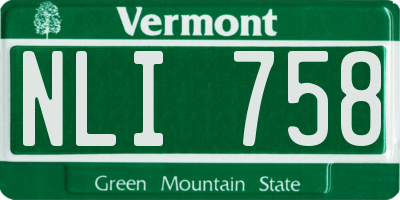 VT license plate NLI758