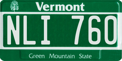 VT license plate NLI760