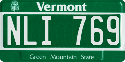VT license plate NLI769