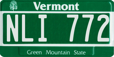 VT license plate NLI772