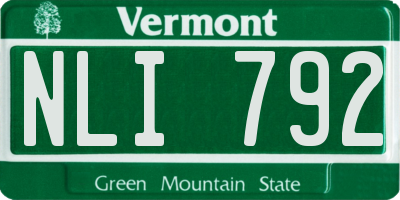 VT license plate NLI792