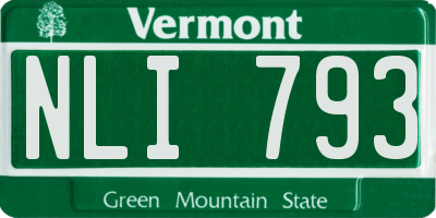 VT license plate NLI793
