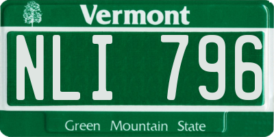 VT license plate NLI796