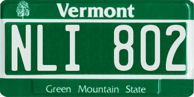 VT license plate NLI802