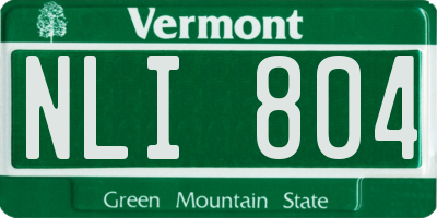 VT license plate NLI804