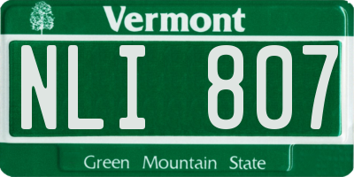 VT license plate NLI807