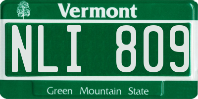 VT license plate NLI809