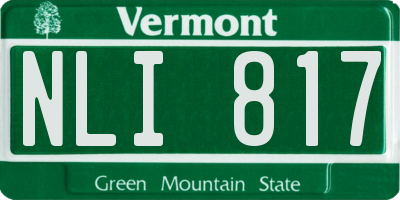 VT license plate NLI817