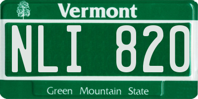 VT license plate NLI820
