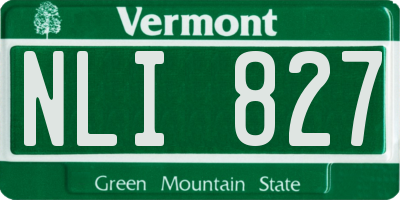 VT license plate NLI827