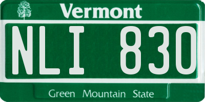 VT license plate NLI830