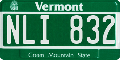 VT license plate NLI832