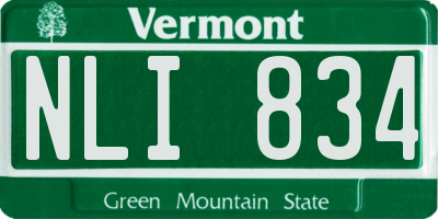 VT license plate NLI834