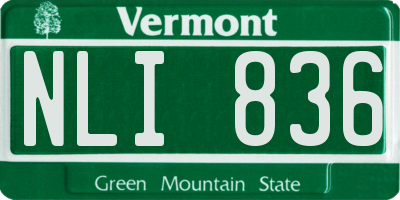 VT license plate NLI836