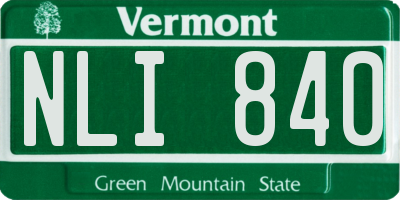 VT license plate NLI840