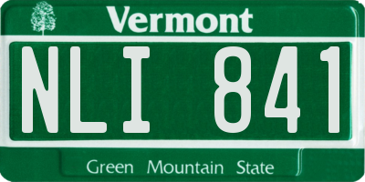 VT license plate NLI841