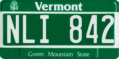 VT license plate NLI842